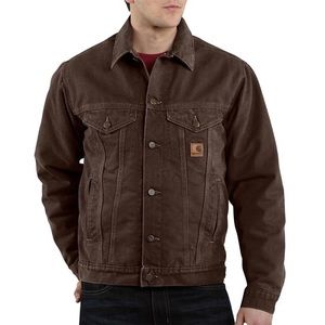 Carhartt Sandstone Jean Jacket Sherpa Lined Mens